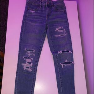 aeo patched rips skinny jeans